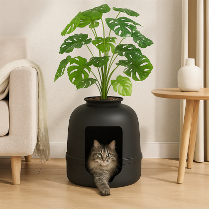 Design Litter Box Plant Hidden Cat Litter Box with Faux Plant