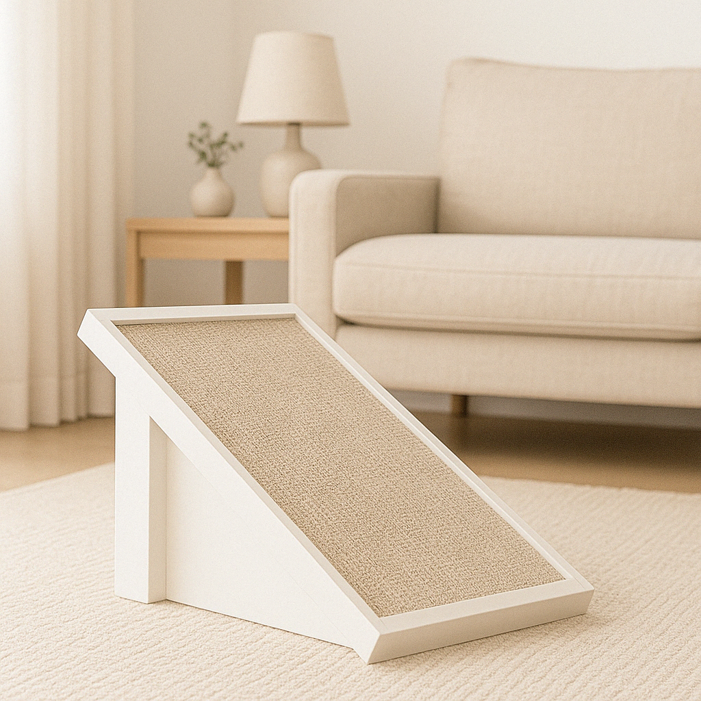 Minimalist Incline Cat Scratcher with Replaceable Pad