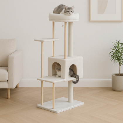 Large Wooden Cat Tree Tower